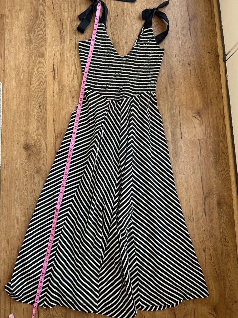 Free People Free-est Cecilia Midi Dress NWT M Black White Stripe Tie Strap Coast - Picture 12 of 12